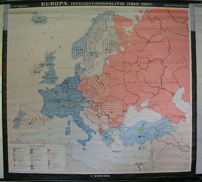 Schulwandkarte Wandkarte Europa Europe 1945-1967 Integration EU EUR NATO 146x133