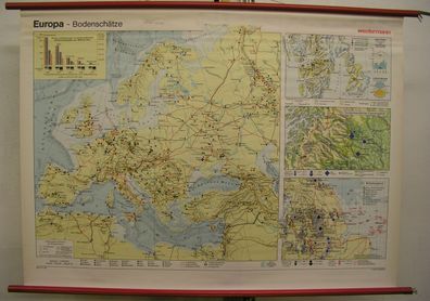 Schulwandkarte Wandkarte Karte map card Europa Europe Bodenschatz mining 135x98
