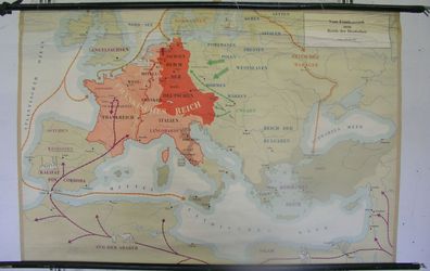Schulwandkarte Wandkarte Franken Reich der Deutschen ca.A.D.500-900 133x89 map