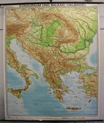 Schulwandkarte Wandkarte Karpaten Mittelmeer Italien Kreta Istanbul 178x216 1968