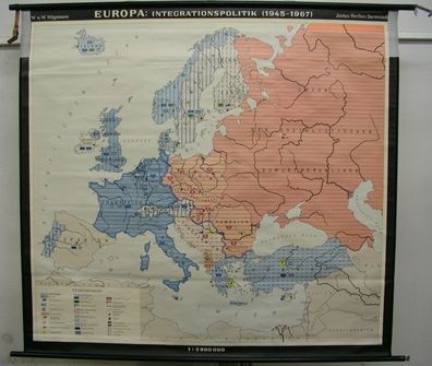 Schulwandkarte Wandkarte Europa Europe 1945-1967 Integration EU EUR NATO 146x135