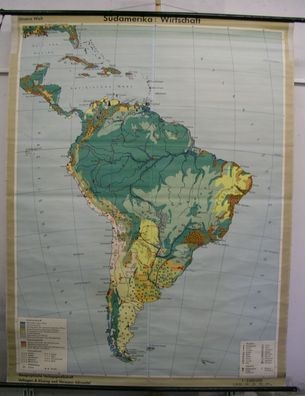 Schulwandkarte Wandkarte Amerika South America Südamerika economy 160x208 map