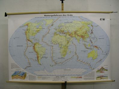Schulwandkarte schöne Weltkarte Naturgefahren Hurricans 159x104c world map 1992