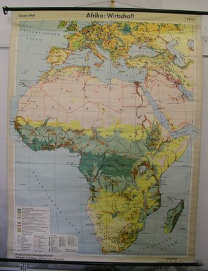 Schulwandkarte Wandkarte Afrika Africa Wirtschaft economy ca. 1961 161x211cm map