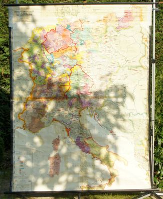 Schulwandkarte Wandkarte Mittelalter Deutschland Italien 1125-1273 152x197 1945