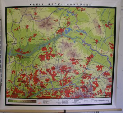 Schulwandkarte Wandkarte map Kreis Veste Stadt Recklinghausen 35T 128x124 Marl