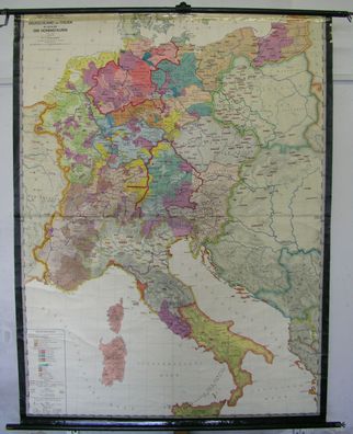 Schulwandkarte Wandkarte Mittelalter Deutschland Italien 1125-1273 153x202 1945