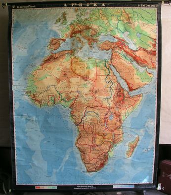 Schulwandkarte Wandkarte map Afrika Africa 160x200cm aus DDR mit 37er Grenzen
