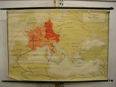 Schulwandkarte Wandkarte Franken Reich der Deutschen ca.A.D.500-900 138x96cm