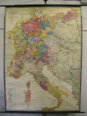 Schulwandkarte Wandkarte Karte Deutschland Ritterzeit 1125-1273 151x207cm 1940
