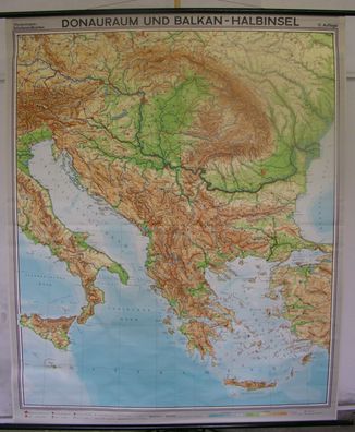 Schulwandkarte Wandkarte Karpaten Mittelmeer Italien Kreta Istanbul 178x218 1965