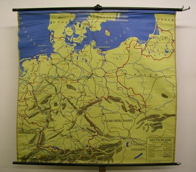 Schulwandkarte Wandkarte Karte Deutschland Europa Tisch Tischdecke 156x148 1960
