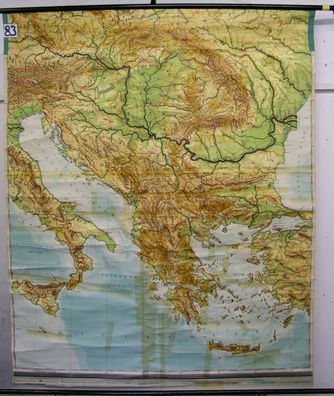 Schulwandkarte Wandkarte Karpaten bis Mittelmeer Rumänien Istanbul 170x208 map