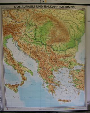 Schulwandkarte Wandkarte Karpaten Mittelmeer Italien Kreta Istanbul 178x217 1964