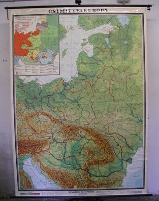 Schulwandkarte Wandkarte Völkerkarte Sprachen Polnisch Deutsch 168x234cm 1957