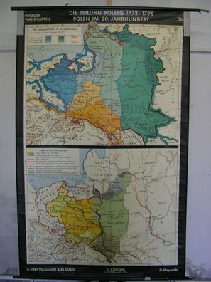 Schulwandkarte Wandkarte Teilung Polen-Litauen 18. 20. Jh mapa Polska 137x216