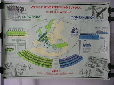 Schulwandkarte Wandkarte Vereinigung Europas EWG EU EURO m. Türkei Plakat 118x85
