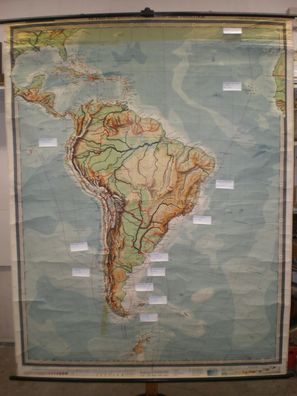 Schulwandkarte Wandkarte Schulkarte vor45 Amerika alte Karte Brasilien 158x206cm