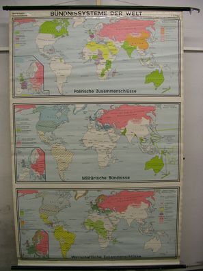 Schulwandkarte Wandkarte Schulkarte Erde Welt Weltkarte NATO Bündnisse 135x207cm
