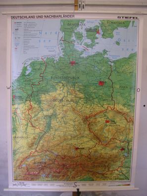 Wandkarte Deutschland Deutschsprachige Länder 1990 115x152 vintage german area
