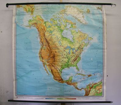 Schulwandkarte map Wandkarte Nordamerika USA Kanada North America 1973 156x162c