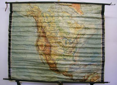 Schulwandkarte map Nordamerika USA Kanada North America 6Mio 1952 160x130cm