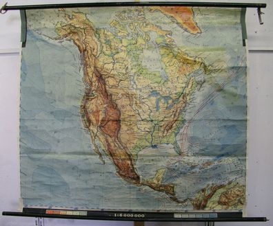 Schulwandkarte Amerika Nordamerika Wandkarte Kanada USA 1950 151x138 Wandkarte