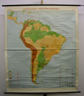 Schulwandkarte map Amerika Südamerika Wandkarte Karte Rollkarte foliert 135x160c