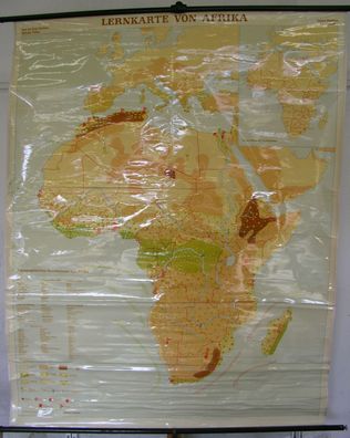 Schulwandkarte Afrika Schulkarte Lernkarte 155x196 1962 vintage Africa wall map