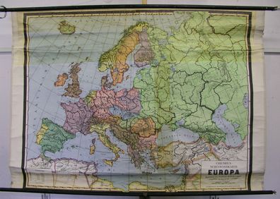 Schulwandkarte Wandkarte Karte Europa map Europe Columbus 1945 - 1955 168x118