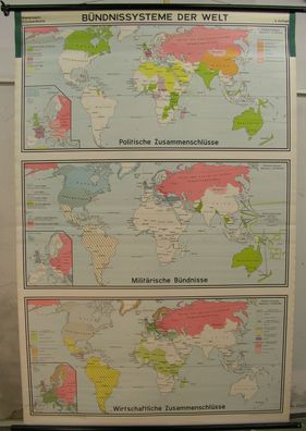 Schulwandkarte Wandkarte Schulkarte Erde Welt Weltkarte NATO Bündnisse 138x209cm