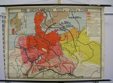 Schulwandkarte Wandkarte Deutschland Geschichte Germanen 100v-200n Chr. 119x88