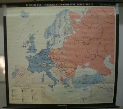 Schulwandkarte Wandkarte Europa Europe 1945-1967 Integration EU EUR NATO 146x134