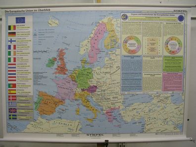 Schulwandkarte Wandkarte EU Europäische Union 1999 Erweiterung Karte 157x109 map