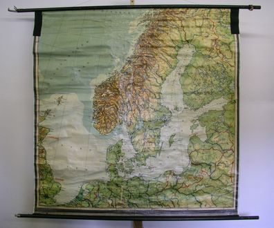 Schulwandkarte schöne alte Nordsee Ostsee London vor 1939 172x171cm vintage map