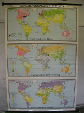 Schulwandkarte Wandkarte Schulkarte Welt Earth Monde Live Standard 1970 137x207