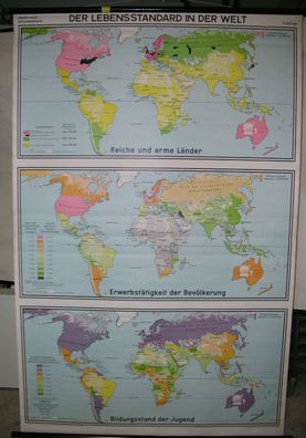 Schulwandkarte Wandkarte Schulkarte Welt Earth Monde Live Standard 1968 135x208