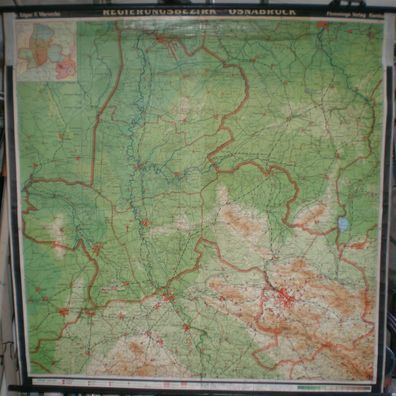 Schulwandkarte Wandkarte Rollkarte Karte map Regierungsbezirk Osnabrück 168x169
