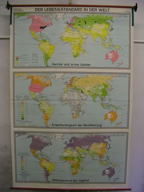 Schulwandkarte Wandkarte Schulkarte Welt Earth Monde Live Standard 1974 137x209