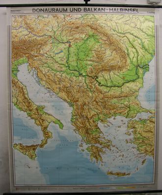 Schulwandkarte Wandkarte Ungarn bis Mittelmeer Rumänien Istanbul 178x218 1967