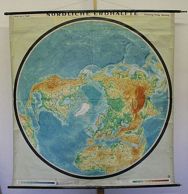 Wandkarte Nördliche Erdhälfte Nordpol Arktis Planiglobe 170x179 vintage pole map