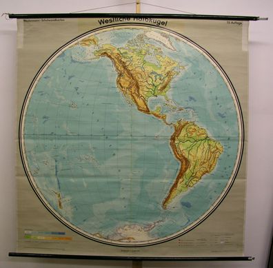 Planiglobe Westliche Halbkugel Erdhälfte 165x169 1960western hemisphere Americas