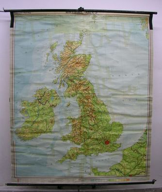 Wandkarte Britische Inseln englische Version Brexit Irland 184x222 vintage 1960