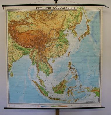 Wandkarte OstSüdostasien Indonesien Japan Indien 185x195 1971 Southeast Asia map