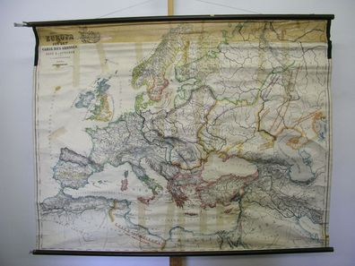 Wandkarte alte Europakarte Karl der Große um 800 157x126 1940 vintage v. Spruner