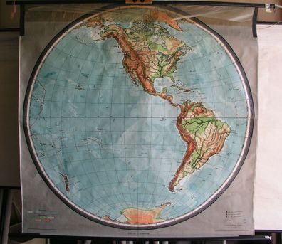 Planiglobe Westliche Halbkugel Erde 166x160 vor 1919 vintage Hemisphäre Amerikas