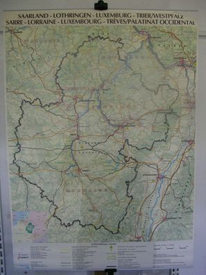 Schulwandkarte Wandkarte Pfalz Lothringen Saarland Luxemburg 110x153 Trier map