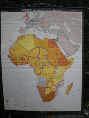 Afrika Die neuen Staaten nach 1945 Kolonien Schulwandkarte Wandkarte 1969 136x172cm