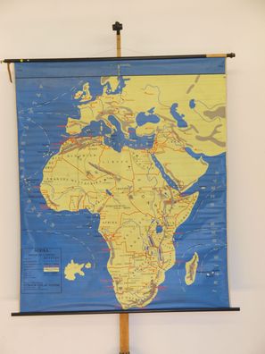 Schulwandkarte Wandkarte Afrika Rückseite Asien Material wie Tischdecke 1960 159x186