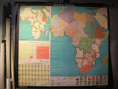 Afrika Staaten Kolonien Schulwandkarte Wandkarte 1960 150x136cm